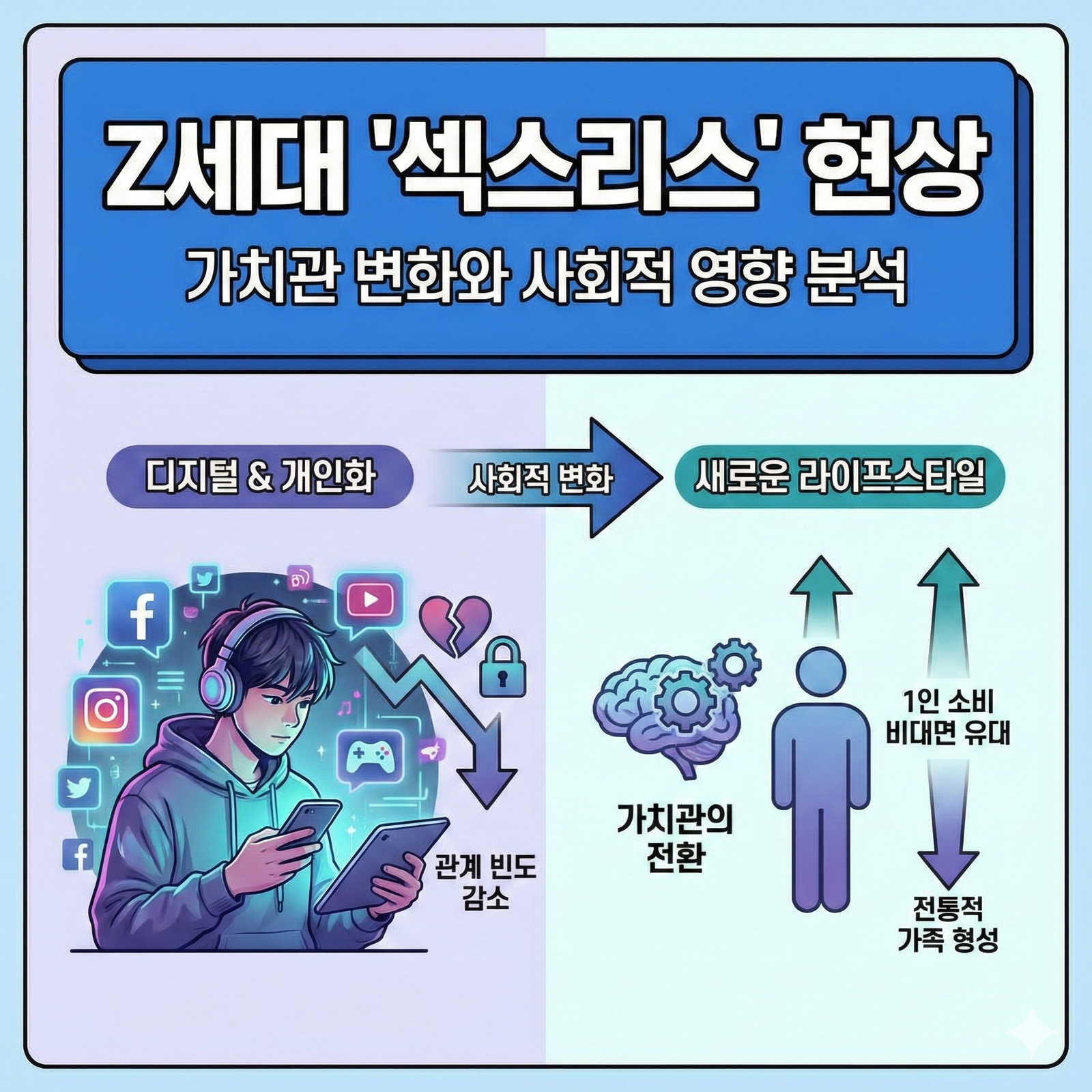 Z세대 섹스리스 현상과 사회 가치관 변화 분석 인포그래픽 썸네일
